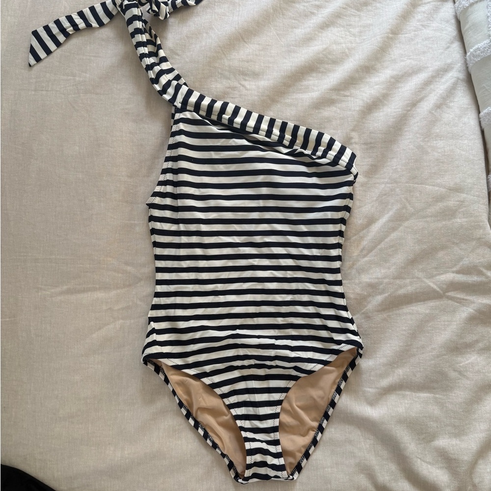 J CrewStriped One-Shoulder Swimsuit